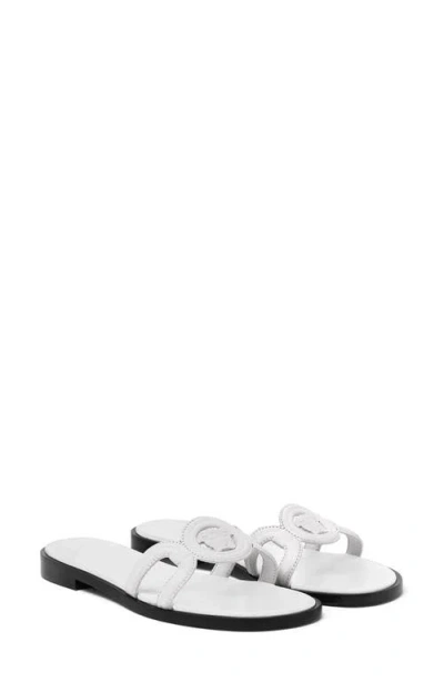 Versace Medusa Leather Flat Slide Sandals In White