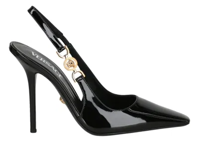 Pre-owned Versace Medusa '95 Slingback 110mm Pumps (women's) Sneakers In Black