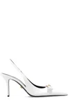 Versace Gianni Ribbon Mid Slingback Pumps In Bianco/oro