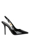 Versace Black Leather High Heel Pumps In Black