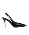Versace Black Leather High Heel Pumps In Black