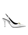 Versace Gianni Ribbon Mid Slingback Pumps In White