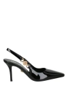 Versace Black Leather High Heel Pumps In Black
