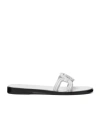 Versace Medusa Leather Flat Slide Sandals In White