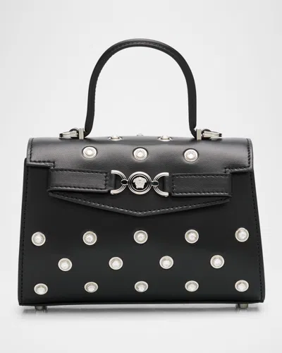 Versace Medusa 95 Small Leather Top-handle Bag In Black Palladium