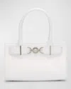 Versace Medusa 95 Small Leather Tote Bag In Optical White-palladium
