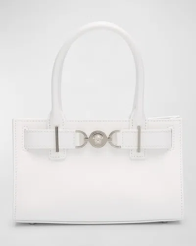 Versace Medusa 95 Small Leather Tote Bag In Optical White-palladium