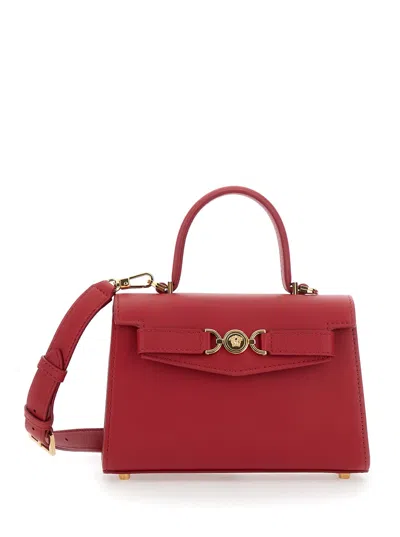 Versace Medusa 95 Small Red Handbag With Belt Detail In Leather Woman