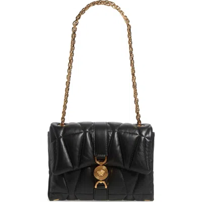 Versace Medusa 95 Soft Quilted Leather Shoulder Bag In Black  Gold