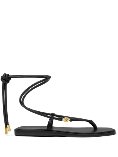 Versace Medusa '95 Thong Sandals In Black+gold