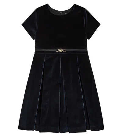 Versace Kids' Medusa '95 Velvet Dress In Blue