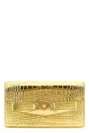 Versace 'medusa '95' Crocodile Chain Wallet In Gold