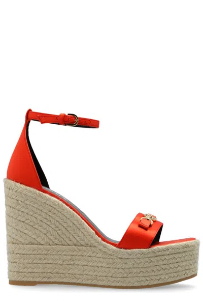 Versace Orange Medusa '95 Satin Wedge Heeled Sandals