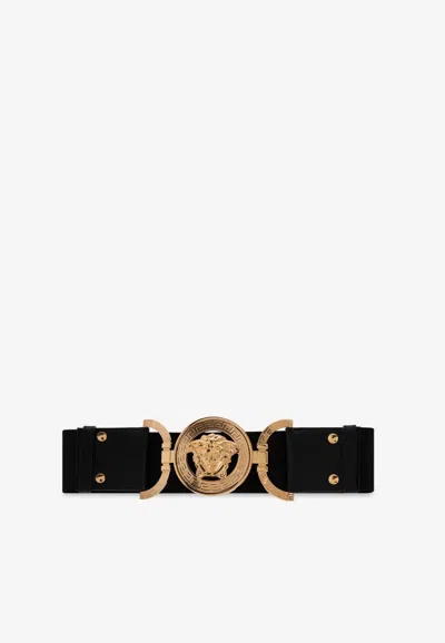 Versace Medusa '95 Wide Leather Belt In Black