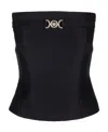Versace Embellished Wool And Silk-blend Top In Black