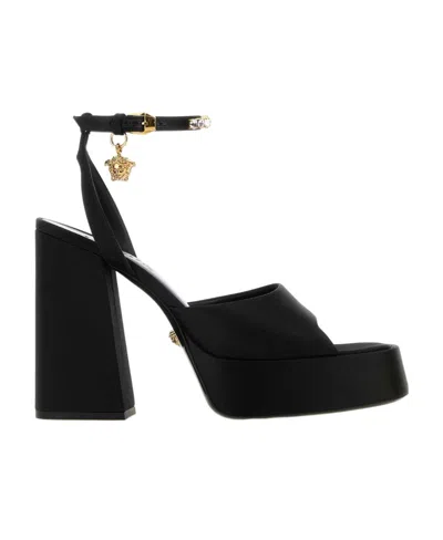 Versace Medusa Aevitas 110mm Satin Pumps In Black