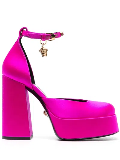Versace Medusa Aevitas Double Platform Pumps In Purple