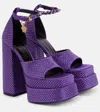 Versace Medusa Aevitas Embellished Platform Sandals In Purple
