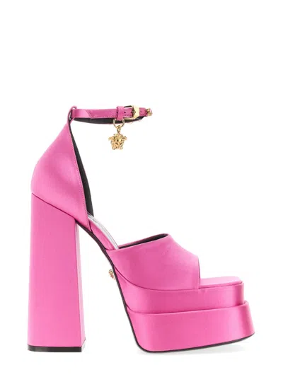 Versace Medusa Aevitas Embellished Platform Sandals In Pink