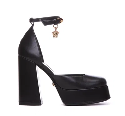 Versace Medusa Ankle-strap Platform Pumps In Black