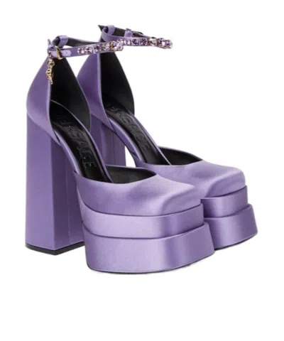 Versace Medusa Aevitas Platform Heels In Purple