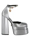 Versace Medusa Aevitas 155 Platform Leather Pump In Silver