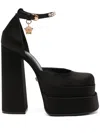Versace Medusa Aevitas Platform Pumps With Adjustable Heel 15.5 Cm In Black