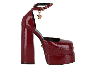 Pre-owned Versace Medusa Aevitas Platform Pumps (women's) Sneakers In Dark Red