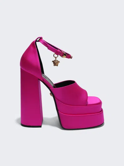 Versace Medusa Aevitas Platform Sandals In Deep Fuxia-oro