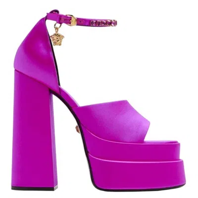 Versace Medusa Aevitas Platform Sandals In Purple