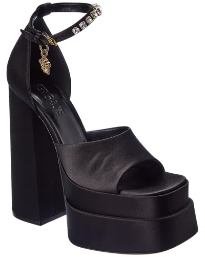 Versace Medusa Aevitas Platform Silk-blend Sandal In Black