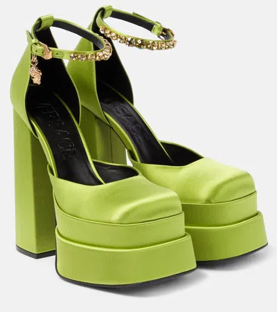 VERSACE MEDUSA AEVITAS SATIN PLATFORM PUMPS