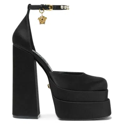Versace Medusa Aevitas Satin Platform Pumps In Black