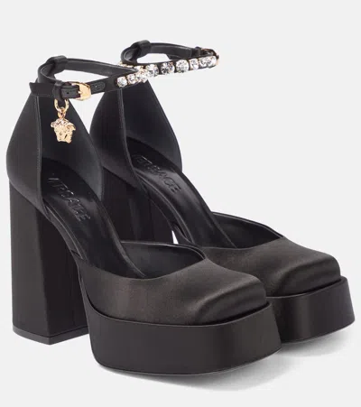 Versace Medusa Aevitas 120 Platform Pumps In Calf Leather In Black