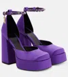 Versace Medusa Aevitas 125mm Satin Pumps In True Purple- Gold