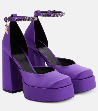 VERSACE MEDUSA AEVITAS SATIN PLATFORM PUMPS