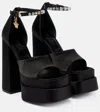Versace Medusa Crystal Ankle-strap Platform Sandals In Black