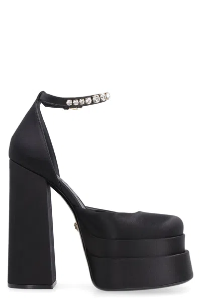 Versace Medusa Aevitas Satin Pumps In Black