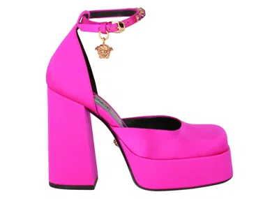 Pre-owned Versace Medusa Aevitas Satin Pumps (women's) Sneakers In Bright Pink