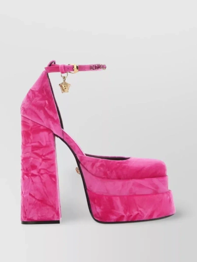 Versace Medusa Aevitas Statement Platform Pumps In Pink