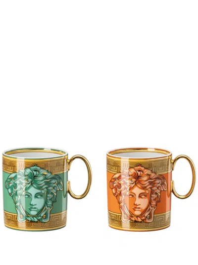 Versace Medusa Amplified Coffe Cups (set Of Two) In Green