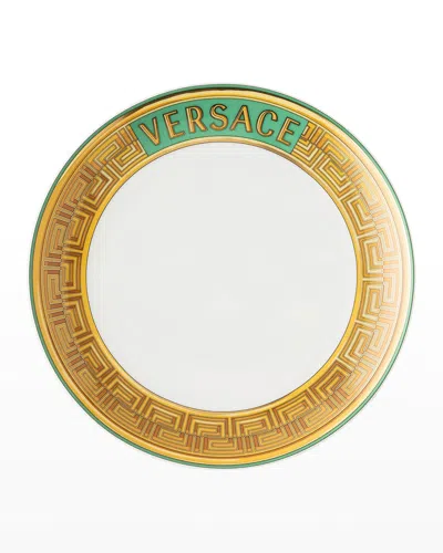 Versace Medusa Amplified Green Coin Salad Plate In Gold