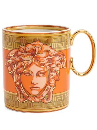 Versace Medusa Amplified Porcelain Mug In Orange