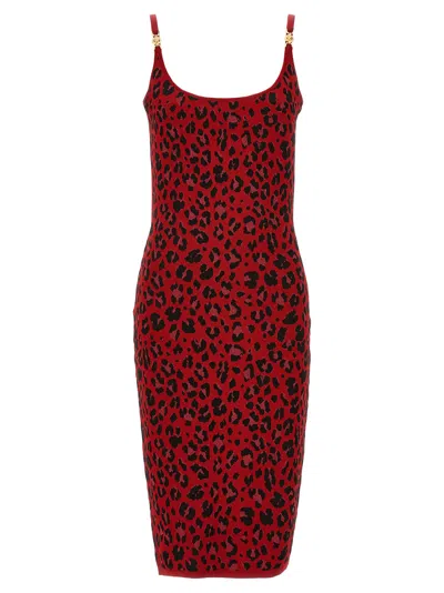 Versace Animal Print Sleeveless Dress In Red