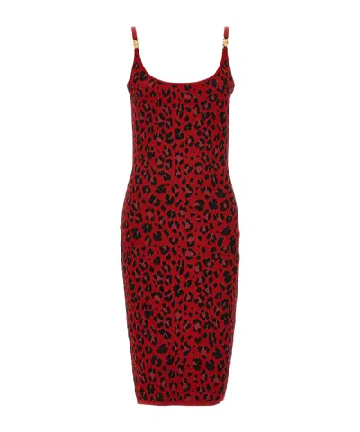 Versace Animal Print Sleeveless Dress In Red