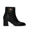 Versace Smooth Calf Leather Ankle Boots In Animal Print