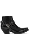 Versace 50mm Leather Western Boots In Black