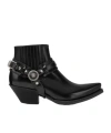 Versace 50mm Leather Western Boots In Black