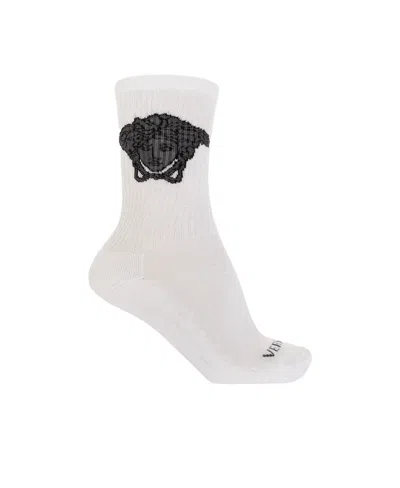 Versace Medusa Ankle Socks In White