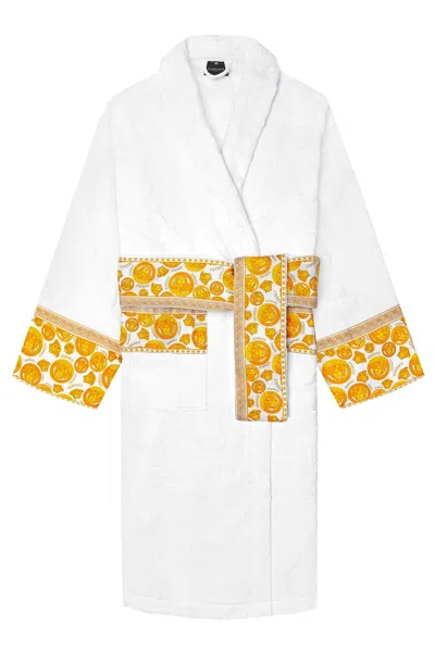 Versace 'medusa Aplified' Bathrobe In White